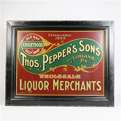 Thos Peppers Sons Old Rap Valley Brook Knighthood  Liquor Merchants Tin Litho ASHLAND PA