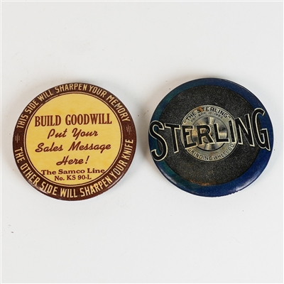 Sterling Grinding Wheel and Salesman Sample Celluloid Knife Sharpeners