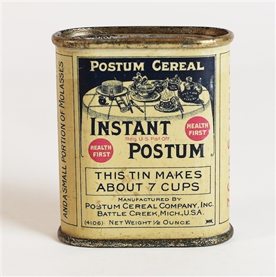 Postum Cereal Cereal Instant Tin BATTLE CREEK MICHIGAN