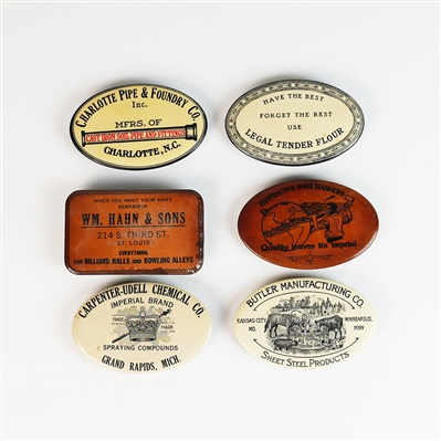 Charlotte Pipe Legal Tender Flour Hahn Billiards Richards Wilcox Carpenter-Udell Butler Steel   Knife Sharpeners