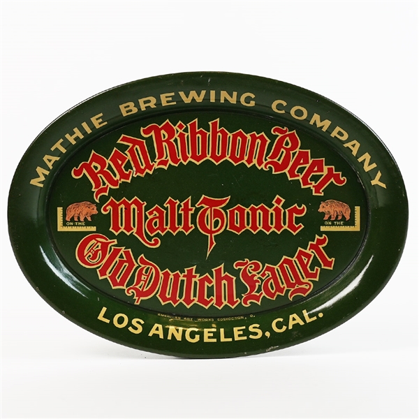 Red Ribbon Beer Malt Tonic Old Dutch Lager Mathie Brewing Preproh Tray