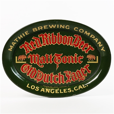 Red Ribbon Beer Malt Tonic Old Dutch Lager Mathie Brewing Preproh Tray