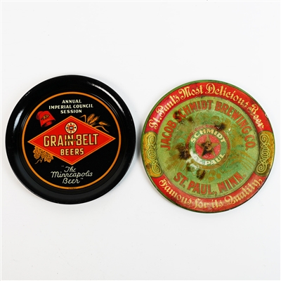 Grain Belt Minneapolis Beer Jacob Schmidt MINNESOTA Tip Tray PAIR