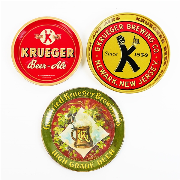 Krueger Brewing High Grade Beer Sine 1858 Beer Ale Tip Tray LOT OF 3