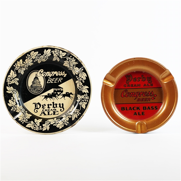 Congress Derby Black Bass Cream Ale Ash Tray PAIR