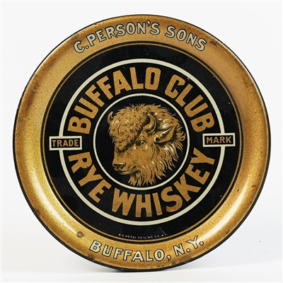 Buffalo Club Rye Whiskey Persons Sons Tip Tray