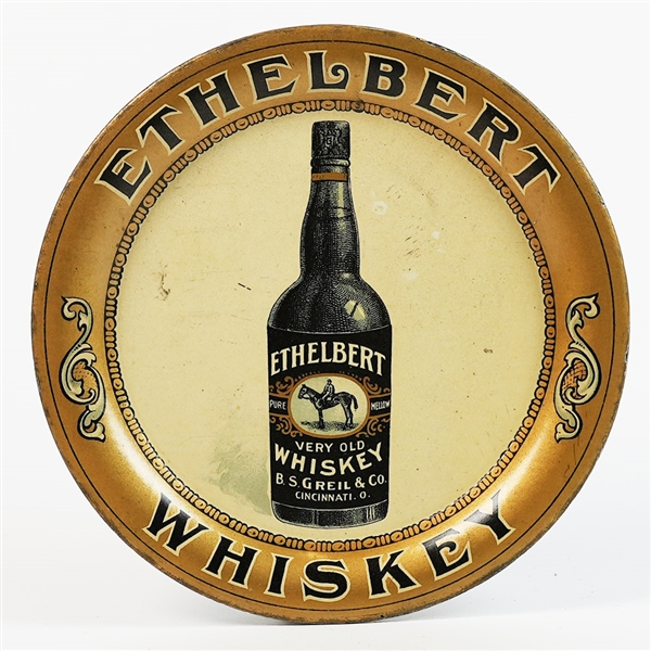 Ethelbert Whiskey BS Greil Cincinnati Tip Tray RARE