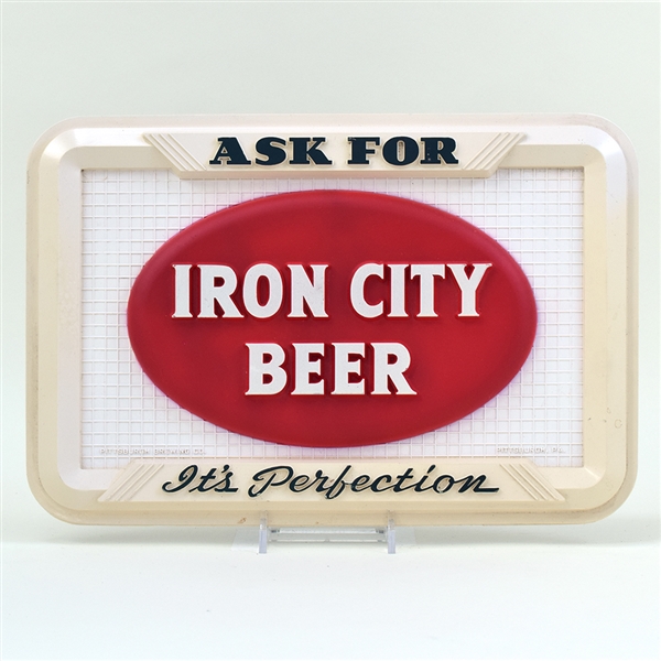 Iron City Beer 1950s Plastic Sign MINTY