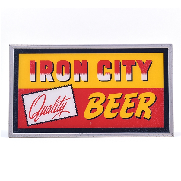 Iron City Beer Reverse Painted Illuminated Glass Sign Box