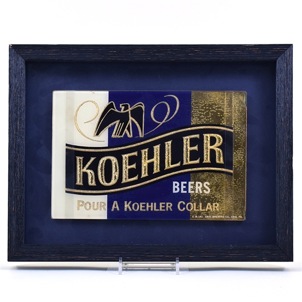 Koehler Beers 1950s Reverse Painted Glass Sign