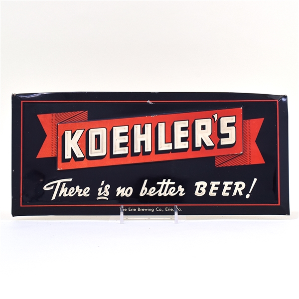 Koehlers Beer 1940s Tin-Over-Cardboard Sign