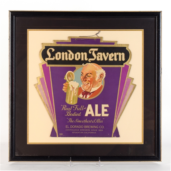 London Tavern Full-Bodied Ale 1930s Cardboard Sign