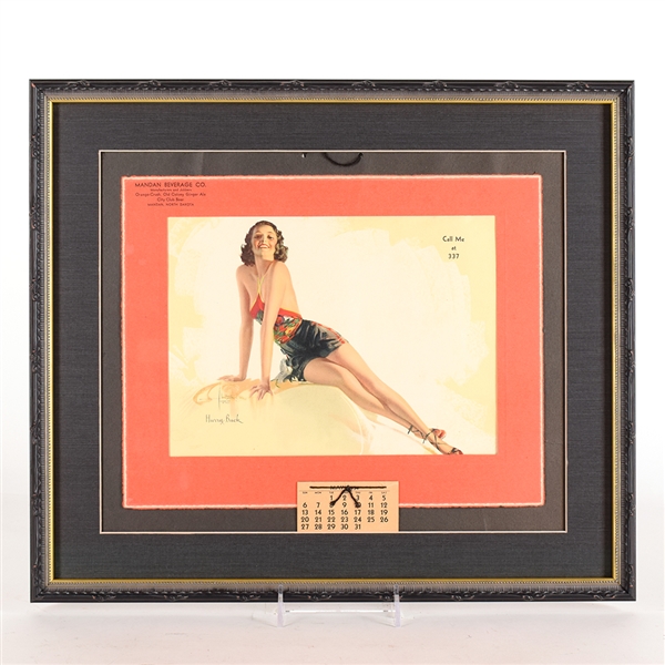 Mandan Beverage 1934 Cardboard Pinup Calendar