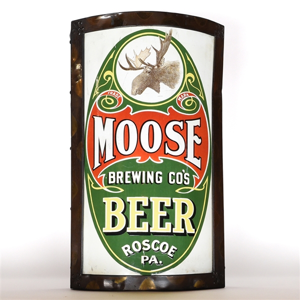 Moose Beer Pre-Prohibition Tuchfarber Tin Corner Sign ULTRA RARE CLEAN