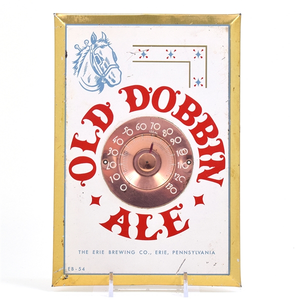 Old Dobbin Ale Tin-Over-Cardboard Thermometer Sign SHARP