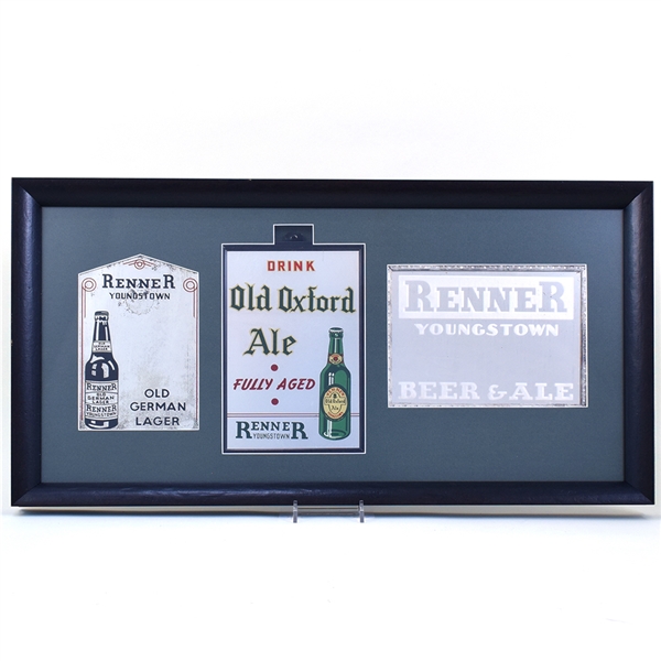 Renner Beer-Ale 1930s Mirrored Signs 3 Different