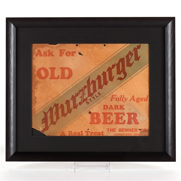 Renner Wurzburger Beer 1930s Cardboard Sign