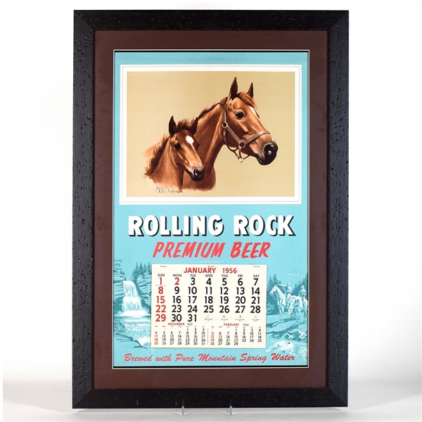 Rolling Rock 1956 Cardboard Calendar Sign