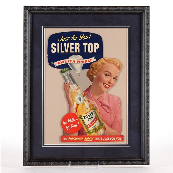 Silver Top 1950s Die Cut Cardboard Sign