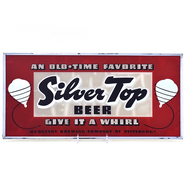 Silver Top Beer OLD TIME FAVORITE 1930s Reverse Painted Glass Sign