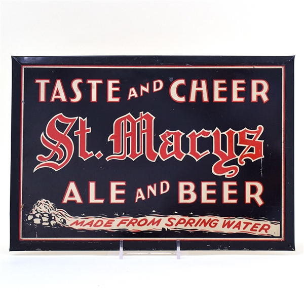 St Marys Ale and Beer 1930s Tin-Over-Cardboard Sign