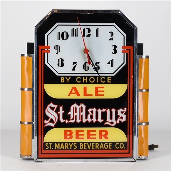 St Marys Ale-Beer 1930s Illuminated Clock EXCEPTIONAL RARE