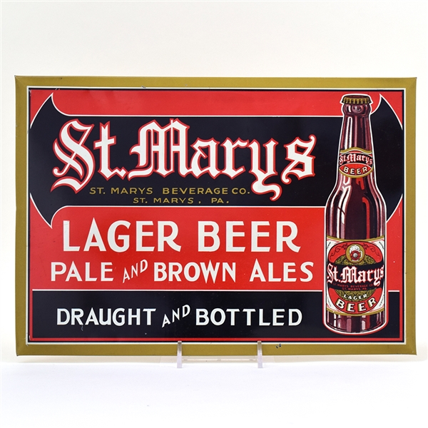 St Marys Beer and Ales 1930s Tin-Over-Cardboard Sign