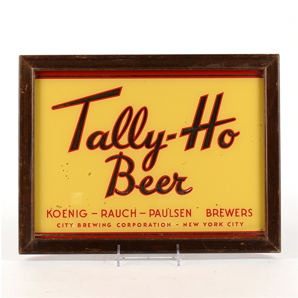 Tally Ho Beer 1930s Reverse-Painted Glass Sign SCARCE