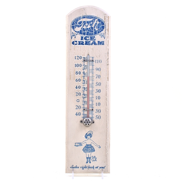 Tech Ice Cream 1920s Wood Thermometer