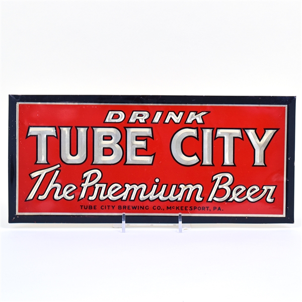 Tube City Beer 1930s Tin-Over-Cardboard Sign