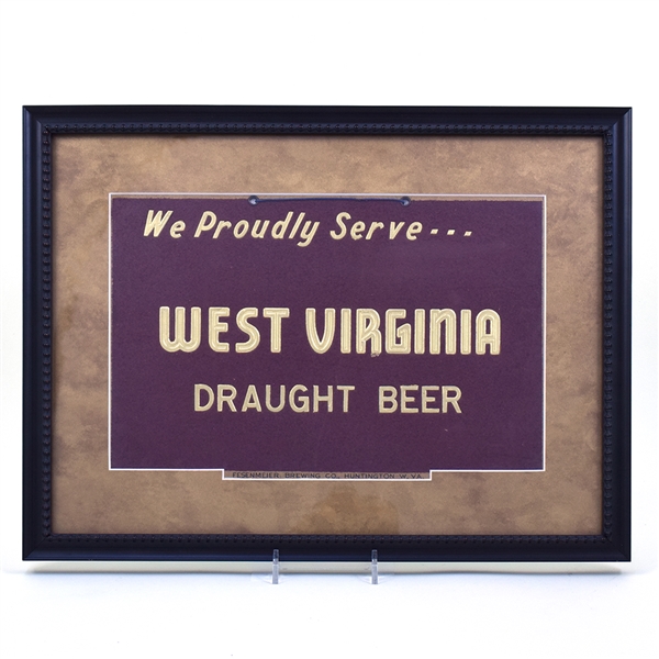 West Virginia Beer 1930s Cardboard Sign