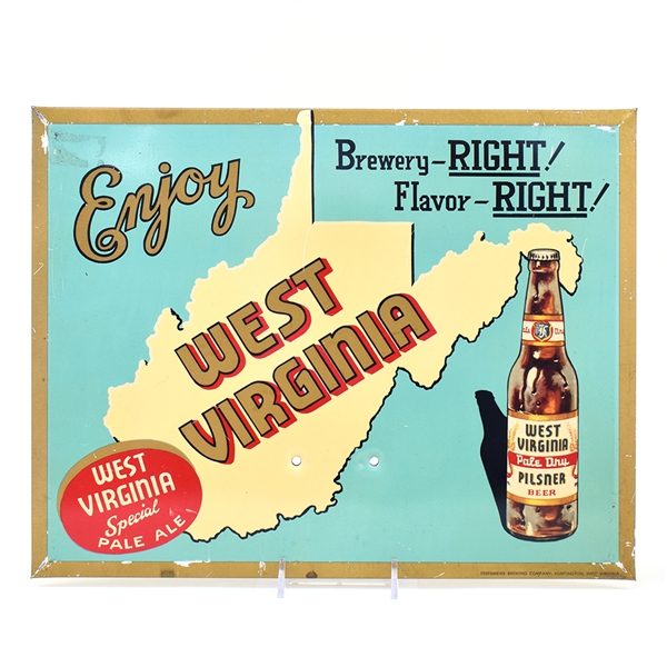 West Virginia Beer 1940s Tin-Over-Cardboard Calendar Sign