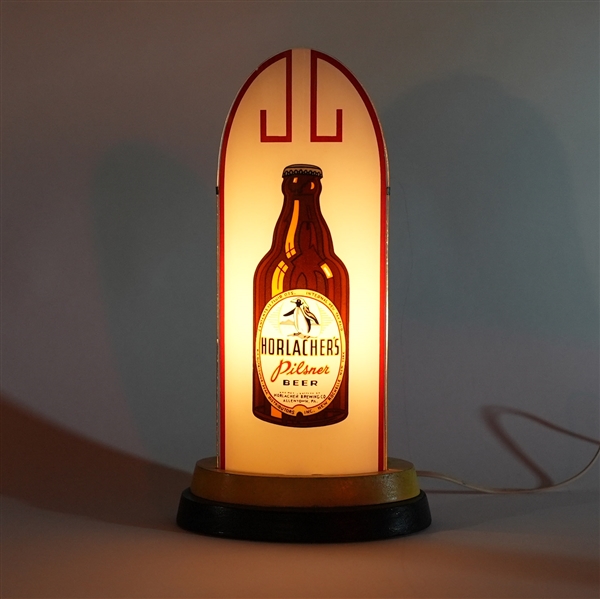 Horlachers Pilsner Beer Bullet Cathedral Illuminated Back Bar Sign