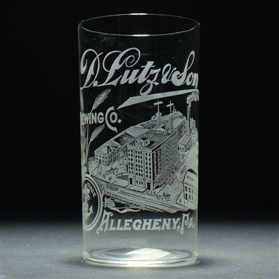 D Lutz and Son Pre-Pro Etched Drinking Glass SCARCE