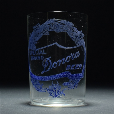 Donora Beer Pre-Pro Blue Etched Drinking Glass RARE