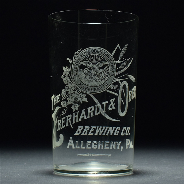 Eberhardt Ober Brewing Pre-Proh Etched Glass SCARCE OUTSTANDING