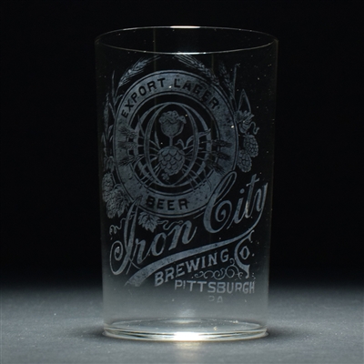 Iron City Brewing Pre-Prohibition Etched Glass TOUGH