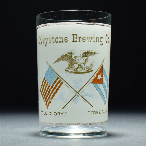 Keystone Brewing Pre-Pro Enameled Glass OLD GLORY FREE CUBA FLAGS RARE