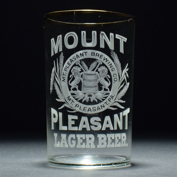 Mount Pleasant Lager Beer Pre-Pro Etched Glass EXCELLENT