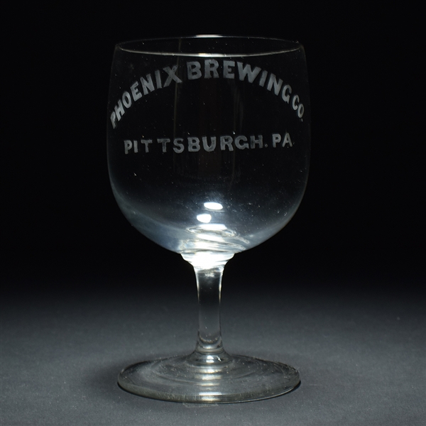 Phoenix Brewing Pre-Prohibition Etched Stem Glass PITTSBURGH RARE