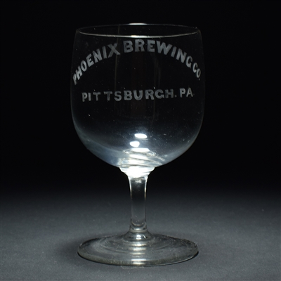 Phoenix Brewing Pre-Prohibition Etched Stem Glass PITTSBURGH RARE