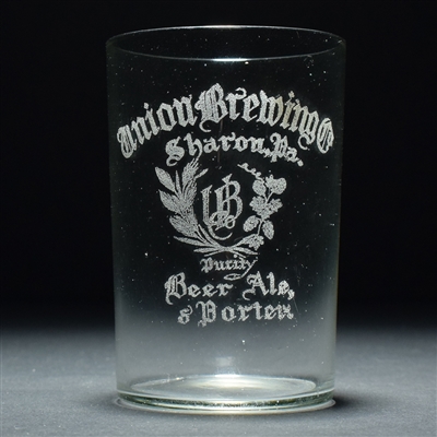 Union Brewing Co Pre-Pro Etched Drinking Glass SHARON PA