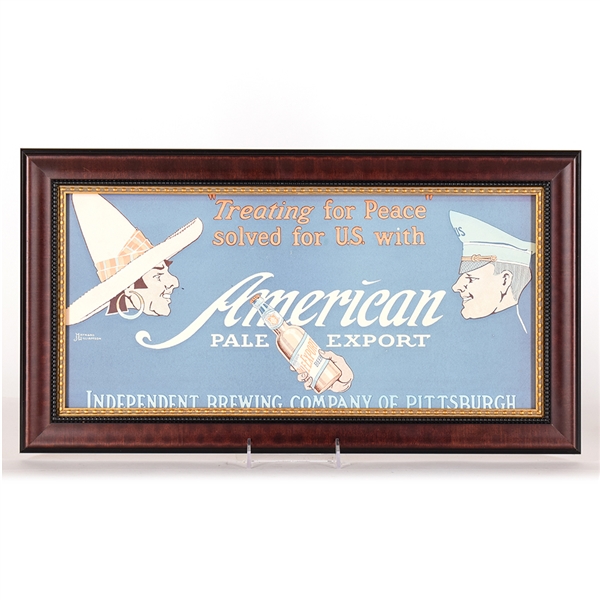 American Pale Export Pre-Prohibition Cardboard Sign SPANISH-AMERICAN WAR RARE