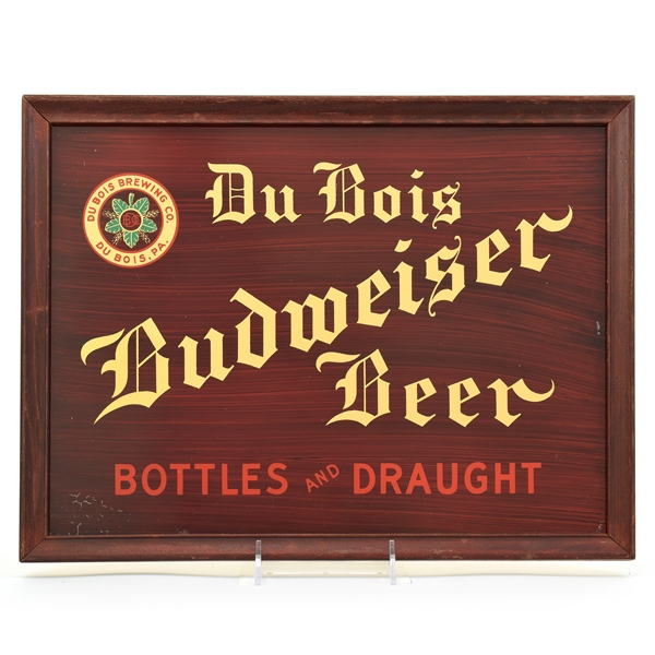 Du Bois Budweiser Beer 1930s Reverse-Painted Glass Sign WOODGRAIN MOTIF 2 of 2