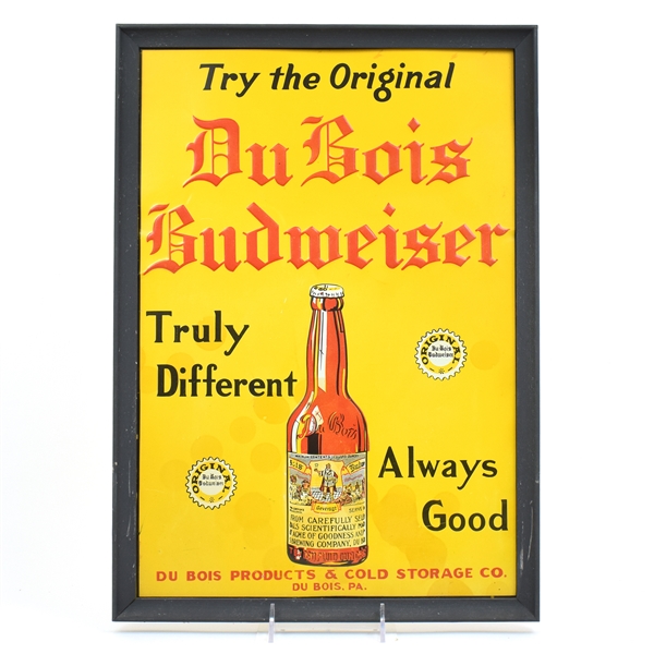 Du Bois Budweiser Prohibition Era Embossed Tin Sign