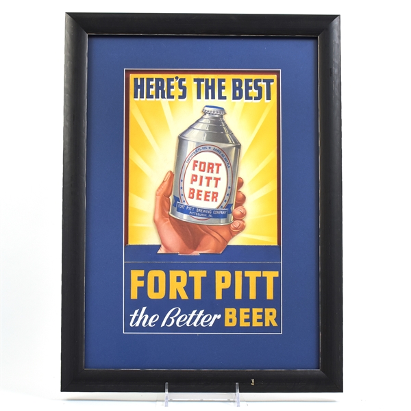 Fort Pitt Beer 1940s Artist Concept Cardboard Sign CROWNTAINER RARE