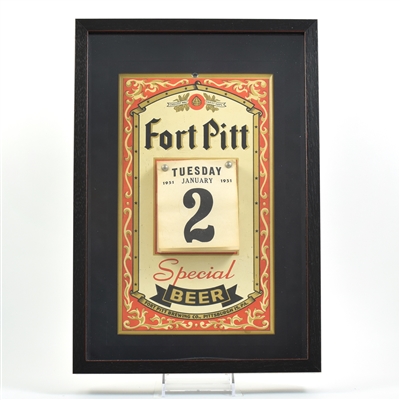 Fort Pitt Beer 1951 Tin-Over-Cardboard Calendar Sign