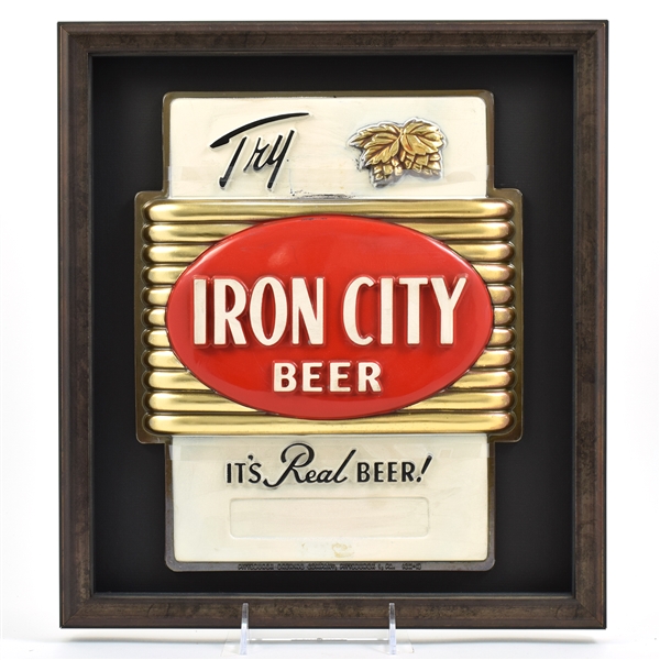 Iron City Beer 1950s Molded Plastic Sign SCARCE