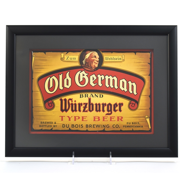 Old German Wurtzburger Beer 1930s Tin-Over-Cardboard Sign ZUM WOHLSEIN