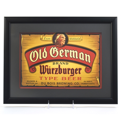 Old German Wurtzburger Beer 1930s Tin-Over-Cardboard Sign ZUM WOHLSEIN